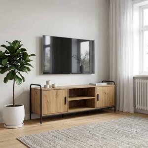 TV szekrény 133 x 33 x 50 cm Kézműves Tölgy Szerelt Fa