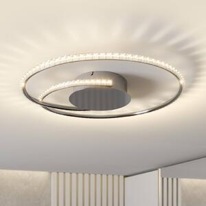 Lindby LED mennyezeti lámpa Joline, Ø 45 cm, kristályok, fém, Króm / ezüst, Nappali / Étkező, fém, Modern