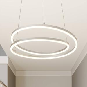 Lindby LED-es függőlámpa Davian, nikkel színű, Ø 49 cm, fényerőszabályzóval, dimmelhető, Alu / szürke / cink, Nappali / Étkező, Alumínium, Modern