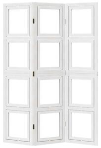3 Paneles Fehér Tömörfa Térelválasztó - 160 cm