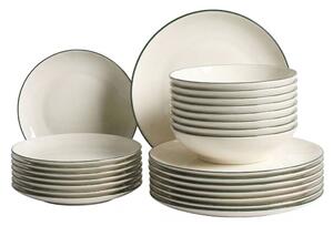 24 darabos étkészlet CUMIN Porcelán Törtfehér/zöld