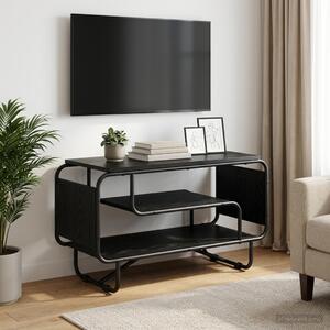 TV állvány 80 x 36 x 45 cm Fekete Tölgy Szerelt Fa
