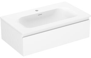 Mexen Orio, fürdőszobaszekrény 80 cm Vela mosdóval, 1 fiókkal, matt fehér, 91A10-08023-1-BF01-W23M01