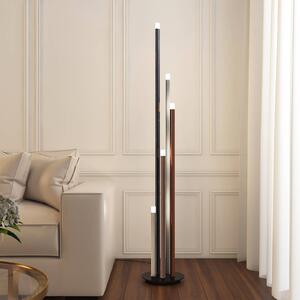 Lucande LED álló világítás Stoika, 150 cm, 5 izzós, fém, dimmelhető, Fekete, Nappali / Étkező, fém, Modern