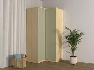 Sarokszekrény Nolcala 107, Laminált forgácslap, 217x109x109cm, Eukaliptusz, Tölgy