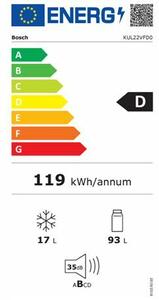 Bosch KUL22VFD0 Beépíthető hűtőszekrény, 110L, M:82, D energiaosztály