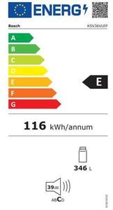 Bosch KSV36VLEP Egyajtós hűtőszekrény, 346L, M: 186, VitaControl, E energiaosztály
