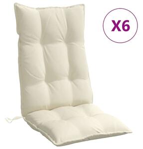 VidaXL Magas Háttámlás Székpárna - 6 db - Krémszínű