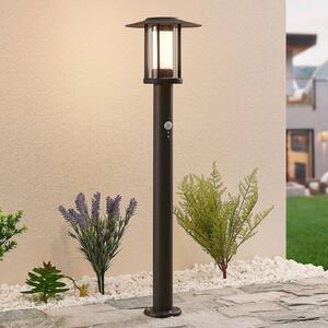 Lindby Gregory LED fali lámpa, 76cm, érzékelő, sötétszürke, IP44, Fekete, Rozsdamentes acél, Modern