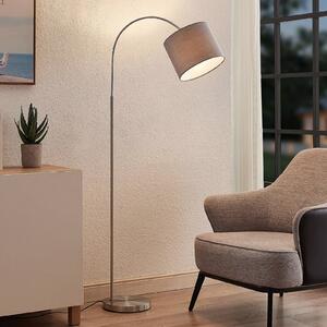 Lindby Keriba álló világítás, nikkel/szürke, szövet, 150 cm, E27, Alu / szürke / cink, Nappali / Étkező, fém, Modern