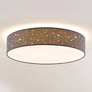 Lindby LED mennyezeti lámpa Ellamina, Ø 60 cm, antracit, textil, dimmelhető, Fekete, Nappali / Étkező, Textil / szövet / selyem, Modern