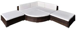 Polyrattan Kerti Bútorszett - 6 részes - Barna