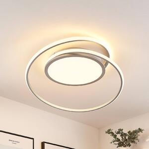 Lucande LED mennyezeti lámpa Noud, 65 cm, ezüst, fém, CCT, dimmelhető, Alu / szürke / cink, Hálószoba, fém, Modern