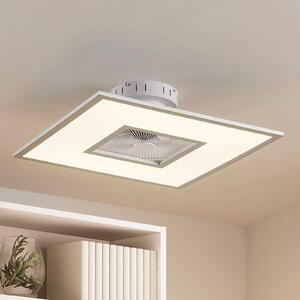 Lindby LED mennyezeti ventilátor Romea, szögletes, DC, csendes, 60 cm, dimmelhető, Alu / szürke / cink, Nappali / Étkező, Műanyag, Modern