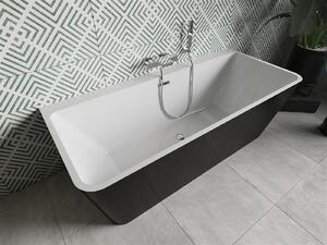 Luxury Volta szabadon álló fürdökád akril falhoz tolható 170 x 75 cm, fehér/fekete, leeresztö króm - 51131707575 Térben álló kád