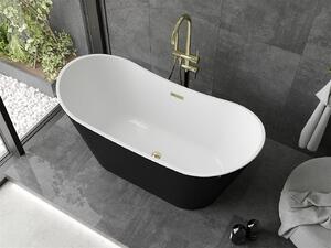 Luxury Montana szabadon álló fürdökád akril 150 x 72 cm, fehér/fekete, leeresztö arany - 52011507575-G Térben álló kád