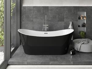 Luxury Montana szabadon álló fürdökád akril 180 x 80 cm, fehér/fekete, leeresztö króm - 52011808075 Térben álló kád