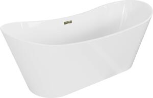 Luxury Montana szabadon álló fürdökád akril 180 x 80 cm, fehér, leeresztö arany - 52011808000-G Térben álló kád