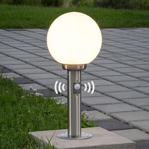 Lindby Vedran talapzati lámpa, 45 cm, rozsdamentes acél, érzékelővel, dimmelhető, Alu / szürke / cink, Rozsdamentes acél, Modern