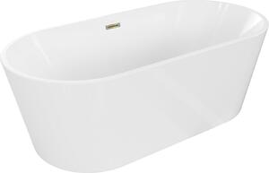 Luxury Luna szabadon álló fürdökád akril 170 x 80 cm, fehér, leeresztö arany - 52031708000-G Térben álló kád