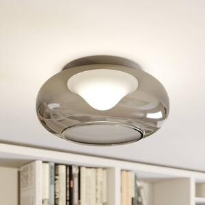Lucande LED-es mennyezeti lámpa Mijo, Ø 43 cm, füstszürke, üveg, Alu / szürke / cink, Hálószoba, Üveg, Modern