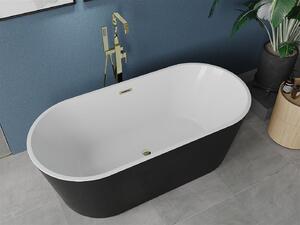 Luxury Luna szabadon álló fürdökád akril 170 x 80 cm, fehér/fekete, leeresztö arany - 52031708075-G Térben álló kád