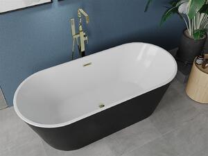 Luxury Luna szabadon álló fürdökád akril 180 x 80 cm, fehér/fekete, leeresztö arany - 52031808075-G Térben álló kád