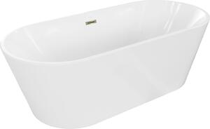 Luxury Luna szabadon álló fürdökád akril 180 x 80 cm, fehér, leeresztö arany - 52031808000-G Térben álló kád