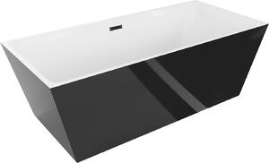 Luxury Lita szabadon álló fürdökád akril 170 x 75 cm, fehér/fekete, leeresztö fekete - 52121707575-B Térben álló kád
