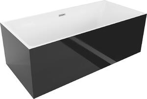 Luxury Nita szabadon álló fürdökád akril 170 x 80 cm, fehér/fekete, leeresztö króm - 52091708075 Térben álló kád