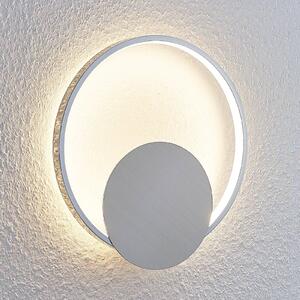 Lindby Anays LED-es fali lámpa, Ø 32 cm, króm/világos, műanyag, Alu / szürke / cink, Nappali / Étkező, Műanyag, Modern