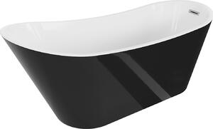 Luxury Alta szabadon álló fürdökád akril 170 x 75 cm, fehér/fekete, leeresztö króm - 52141707575 Térben álló kád