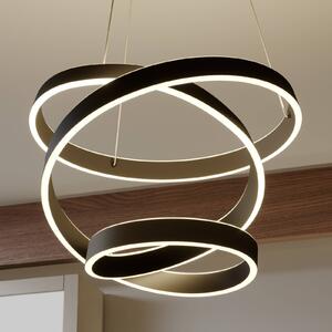 Lindby LED-es függőlámpa Olada, fekete, fém, Ø 51cm, Fekete, Nappali / Étkező, Alumínium, Modern