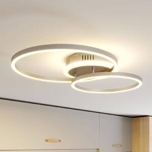 Lindby Smart LED mennyezeti világítás Edica, 58 cm, Tuya, CCT, dimmelhető, Alu / szürke / cink, Nappali / Étkező, Alumínium, Modern