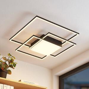 Lindby LED mennyezeti lámpa Nelinka, 60 cm, fekete, alumínium, Fekete, Nappali / Étkező, Alumínium, Modern