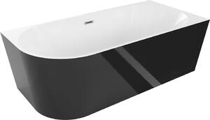 Luxury Mia szabadon álló fürdökád akril jobbos 170 x 80 cm, fehér/fekete, leeresztö króm - 52691708075P Térben álló kád