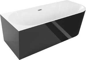 Luxury Mia szabadon álló fürdökád akril balos 170 x 80 cm, fehér/fekete, leeresztövel - 52691708075L clic clak nélkül nél Térben álló kád