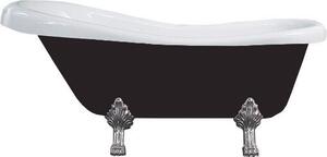 Luxury Retro szabadon álló fürdökád akril 170 x 75 cm, fehér/fekete, láb króm - 53251707575-00 Térben álló kád