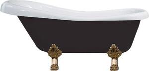 Luxury Retro szabadon álló fürdökád akril 150 x 73 cm, fehér/fekete, láb arany - 53251507375-50 Térben álló kád
