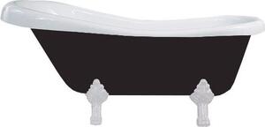 Luxury Retro szabadon álló fürdökád akril 150 x 73 cm, fehér/fekete, láb fehér - 53251507375-20 Térben álló kád
