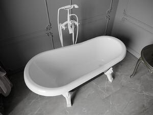 Luxury Retro szabadon álló fürdökád akril 150 x 73 cm, fehér/fekete, láb fehér - 53251507375-20 Térben álló kád