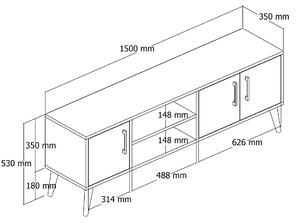 TV asztal/szekrény Essex (tölgy + fehér). 1073275