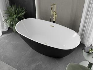 Luxury Eris szabadon álló fürdökád akril 170 x 85 cm, fehér/fekete, leeresztö arany - 53441708575-G Térben álló kád