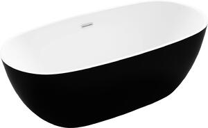 Luxury Eris szabadon álló fürdökád akril 170 x 85 cm, fehér/fekete - 53441708575 Térben álló kád