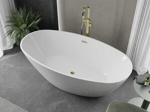 Luxury Eris szabadon álló fürdökád akril 180 x 95 cm, fehér, leeresztö arany - 53441809500-G Térben álló kád
