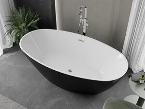 Luxury Eris szabadon álló fürdökád akril 180 x 95 cm, fehér/fekete, leeresztö króm - 53441809575 Térben álló kád