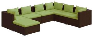 Polyrattan Kerti Ülőgarnitúra - 7 részes - Barna