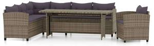 Polyrattan Kerti Ülőgarnitúra - 3 részes - Szürke