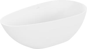 Luxury Palermo szabadon álló fürdökád öntött márvány 150 x 78 cm, fehér mat - 57211507800 Térben álló kád