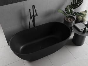 Luxury Rimini szabadon álló fürdökád öntött márvány 150 x 75 cm, fekete mat - 57241507570 Térben álló kád